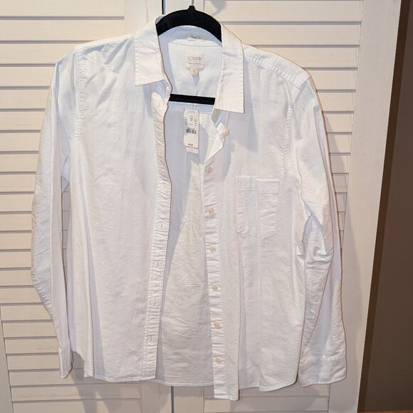 J. Crew Women's Oxford shirt in perfect fit Medium White NWT - Picture 2 of 5